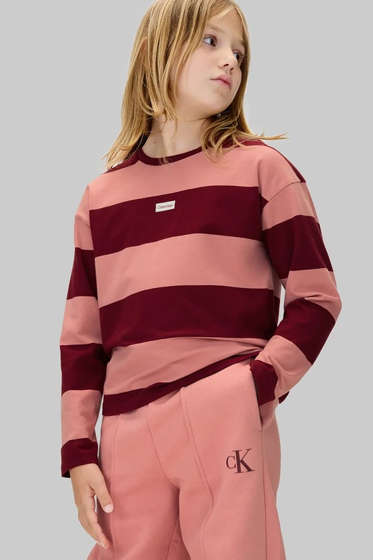 Dziewczynka Calvin Klein Jeans spodnie dresowe bawełniane dziecięce IG0IG02617.9BYA różowy