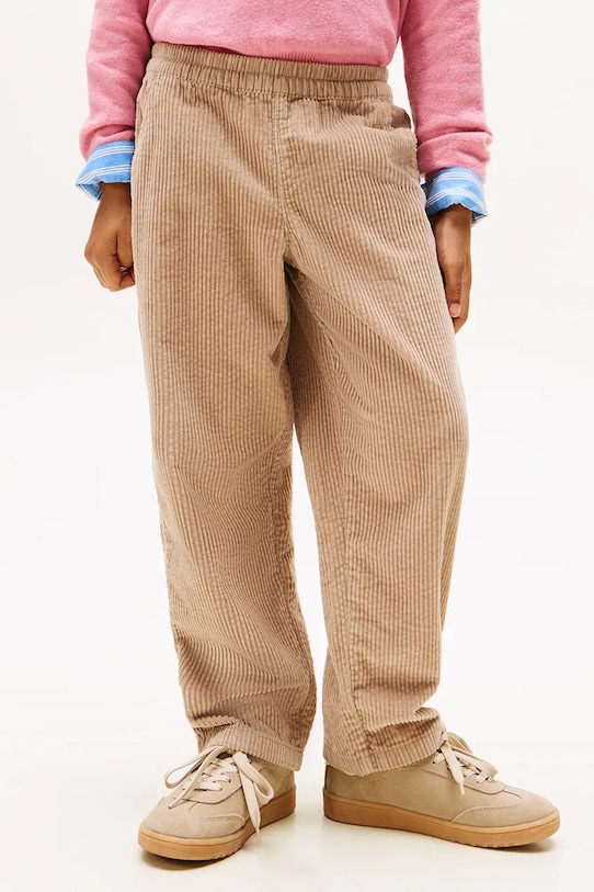 Fete Tommy Hilfiger pantaloni de bumbac pentru copii KG0KG08818.9BYA bej