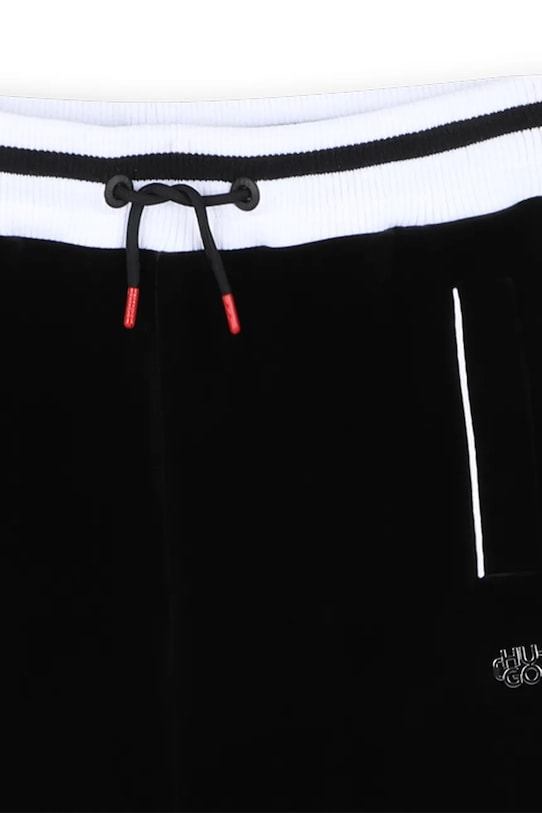 HUGO spodnie dresowe welurowe dziecięce czarny G00503.156.162