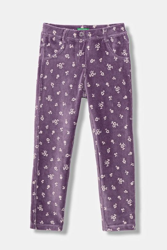 United Colors of Benetton legginsy dziecięce wzorzyste fioletowy 4NNFGE02N.P.seasonal