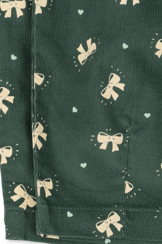 Konges Sløjd spodnie bawełniane dziecięce AVERY FRILL PANTS GOTS zielony KS104201.9BYA