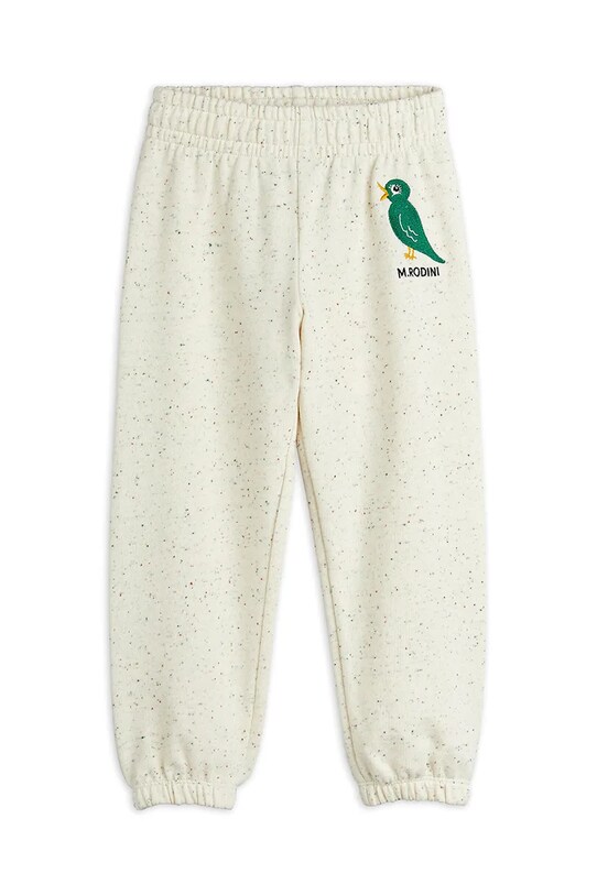 Mini Rodini pantaloni de trening din bumbac pentru copii Bird 2563011111 bej AW25