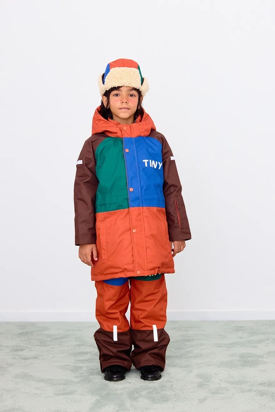 Tinycottons spodnie narciarskie dziecięce COLOR BLOCK SNOW PANT tkanina pomarańczowy AW25.047