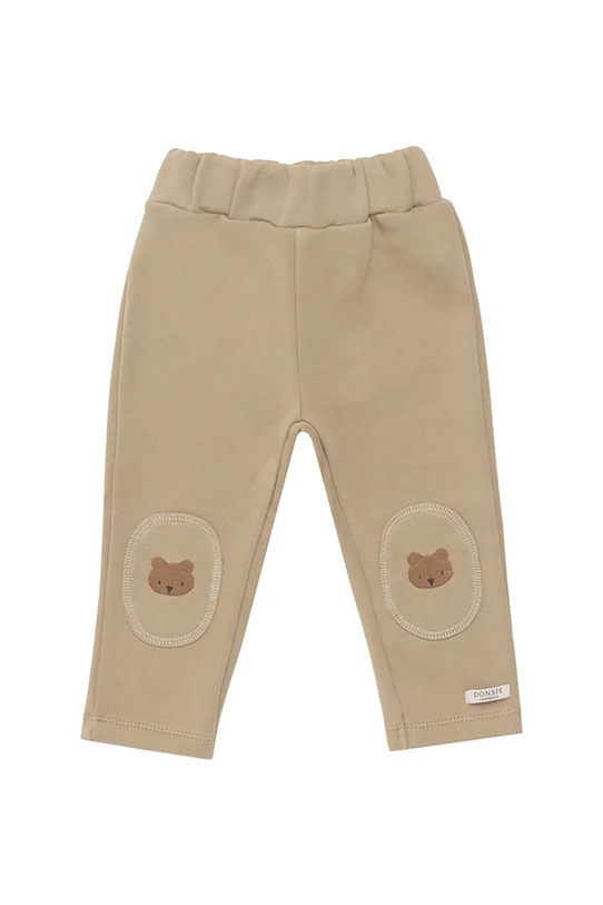 Donsje spodnie dresowe bawełniane niemowlęce Joek Trousers Bears aplikacja beżowy 3040701