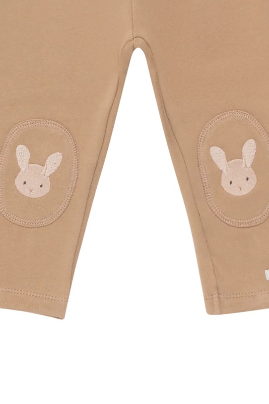 Donsje spodnie dresowe bawełniane niemowlęce Joek Trousers Fluffy Bunnies brązowy 3040703