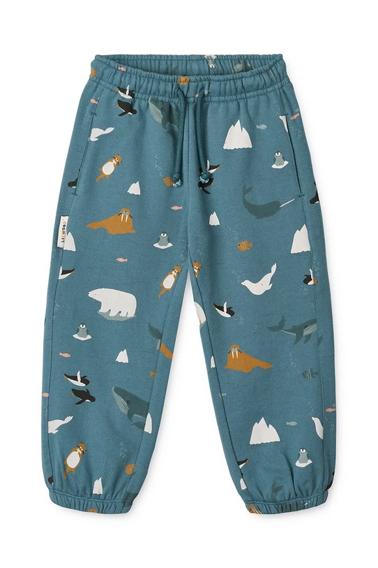 Liewood spodnie dresowe bawełniane dziecięce Arlo Printed Sweatpants wzorzyste niebieski LW20074.9BYA