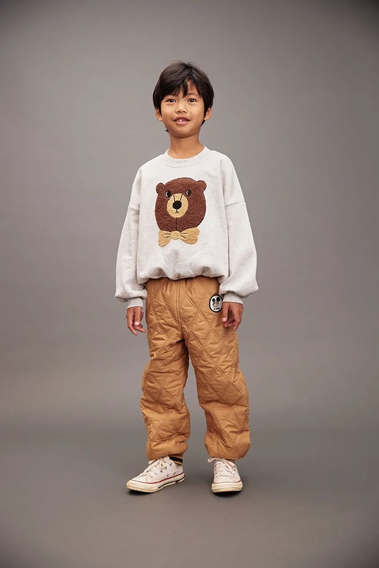 Mini Rodini spodnie dresowe dziecięce aplikacja beżowy 25710101