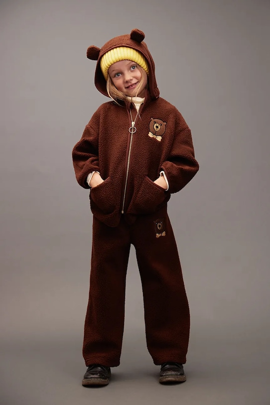 Mini Rodini spodnie dresowe dziecięce Bear dzianina brązowy 25710125