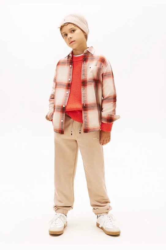 Detské tepláky Tommy Hilfiger KS0KS00662.116.122.9BYA hnedá