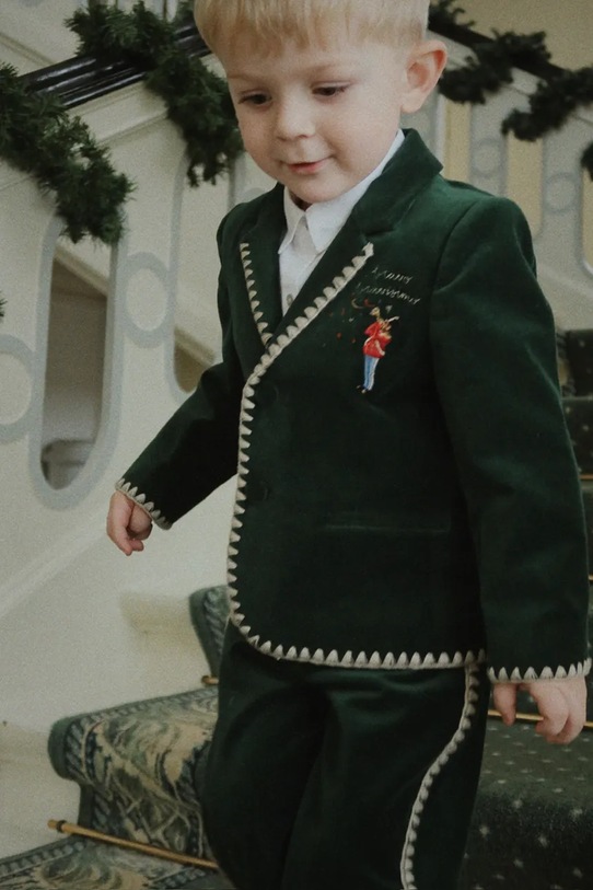 Konges Sløjd spodnie welurowe dziecięce ROCKY PANTS aplikacja zielony KS104413.9BYA