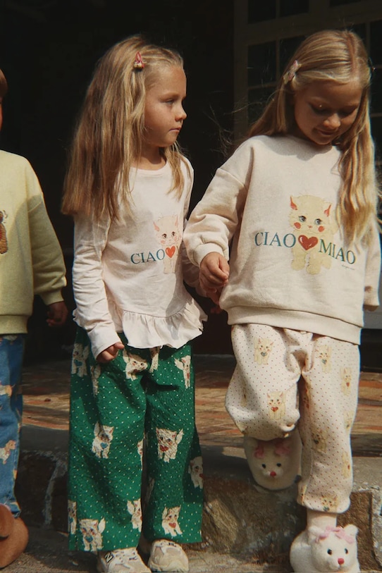 Konges Sløjd spodnie dziecięce ELIN PANTS GOTS bawełna zielony KS105183.9BYA