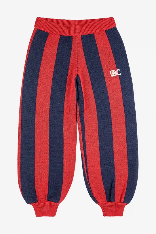 Bobo Choses pantaloni de bumbac pentru copii Striped 225BC010 rosu AW25