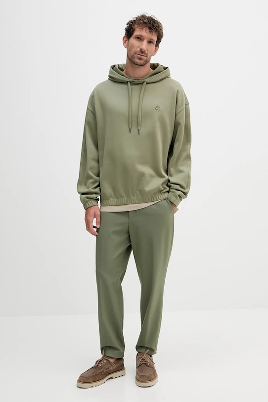 Kalhoty s příměsí vlny BOSS 50546063 zelená AW25