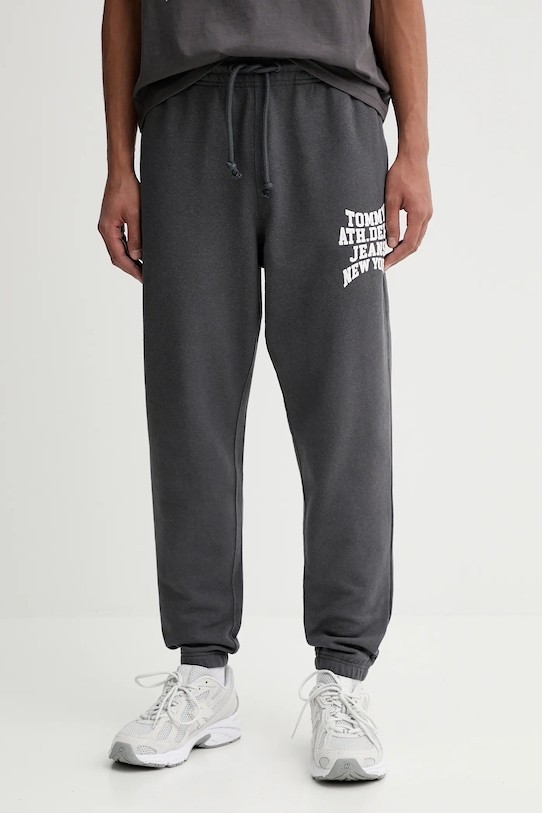 Tommy Jeans pantaloni de trening din bumbac uni gri DM0DM22083