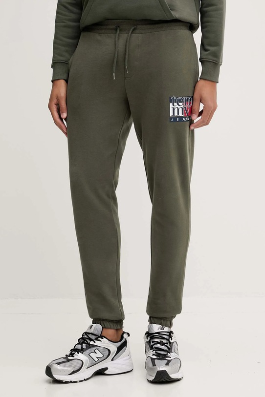 Tommy Jeans pantaloni de trening din bumbac bumbac verde DM0DM22094