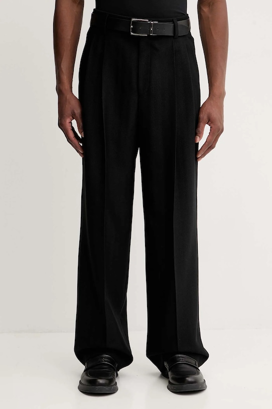 HUGO pantaloni din amestec de lână drept negru 50544666