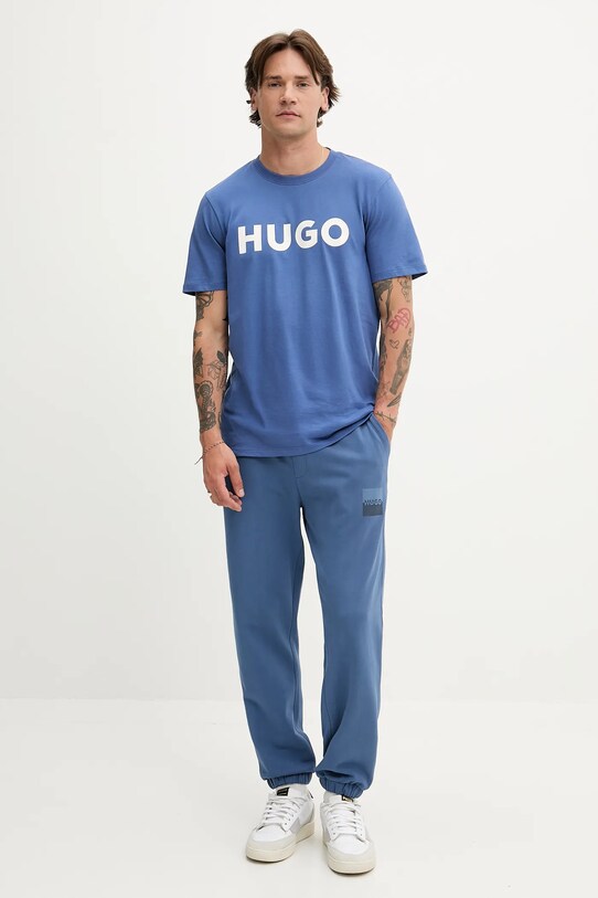 HUGO spodnie dresowe bawełniane 50542866 niebieski AW25