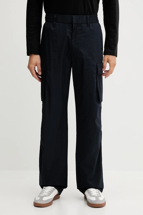Armani Exchange pantaloni in cotone tessuto blu navy XM000943.AF11882