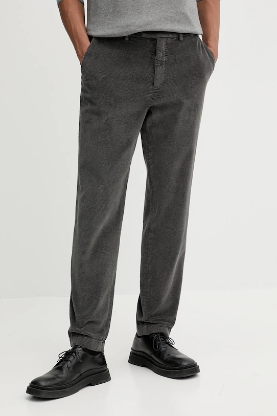 BARENA VENEZIA spodnie sztruksowe Pantalone Capovae z elastanem szary PAU5260.2784