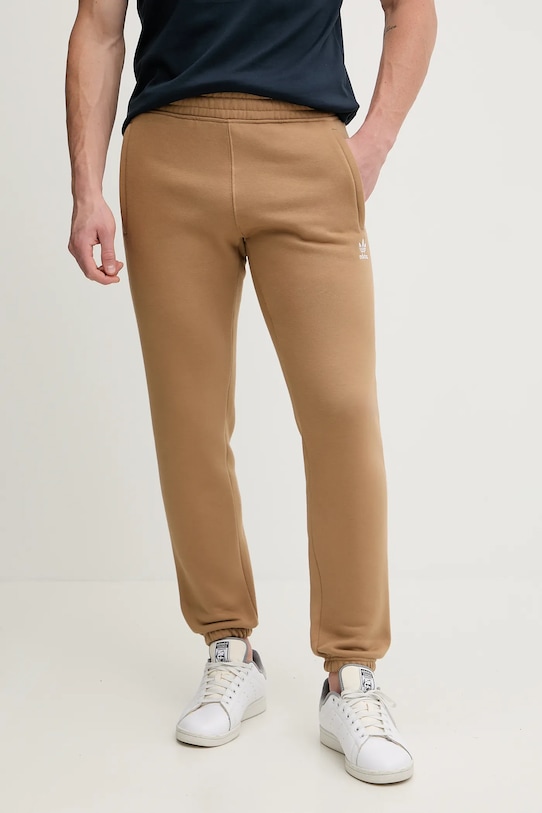 Παντελόνι φόρμας adidas Originals Essentials πλεκτό ύφασμα καφέ JW3614