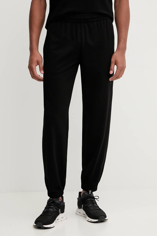EA7 Emporio Armani spodnie dresowe bawełniane aplikacja czarny AF13512.7M000906