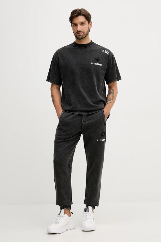 PLEIN SPORT pantaloni de trening din bumbac FAEC.MJT2647.SJY001N negru AW25