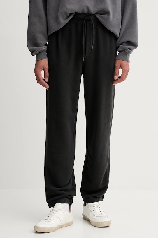American Vintage spodnie dresowe z elastanem czarny MATU05A