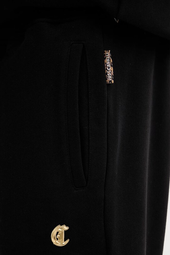 Just Cavalli spodnie dresowe bawełniane czarny 79OAAT06.CF500