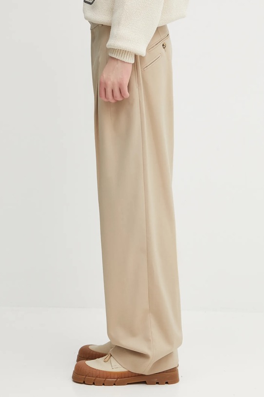 Kenzo spodnie z wełną FF65PA3689RZ beżowy AW25