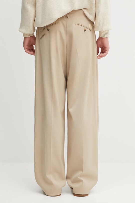 Odzież Kenzo spodnie z wełną FF65PA3689RZ beżowy