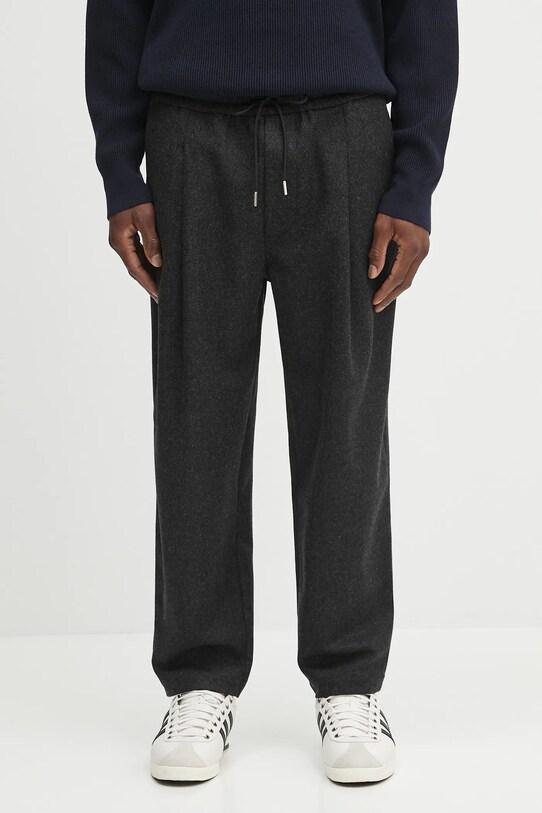 Drôle de Monsieur spodnie wełniane Le Pantalon Cropped Flanelle wełna szary H.BP167.WV008