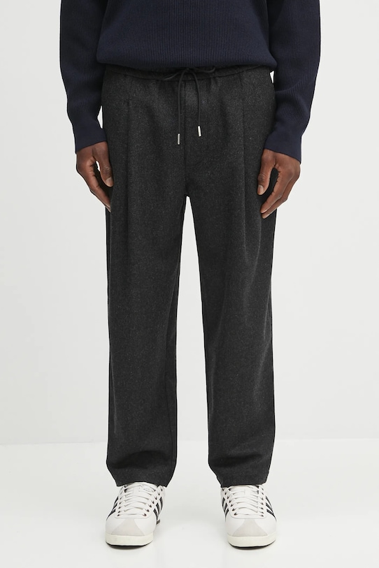 Drôle de Monsieur pantaloni de lână Le Pantalon Cropped Flanelle lana gri H.BP167.WV008