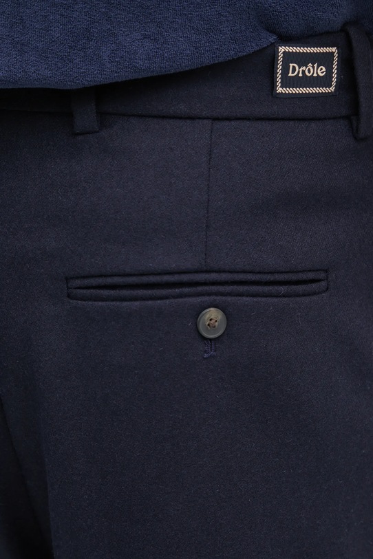 Kalhoty s příměsí vlny Drôle de Monsieur Le Pantalon Plis Cropped námořnická modř I.BP192.WV008