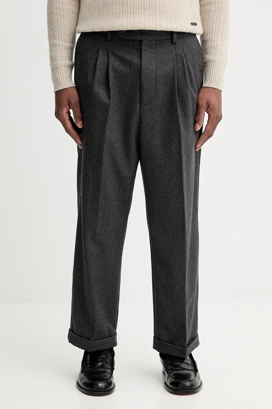 Drôle de Monsieur pantaloni cu lână Le Pantalon Plis Cropped drept gri I.BP192.WV008