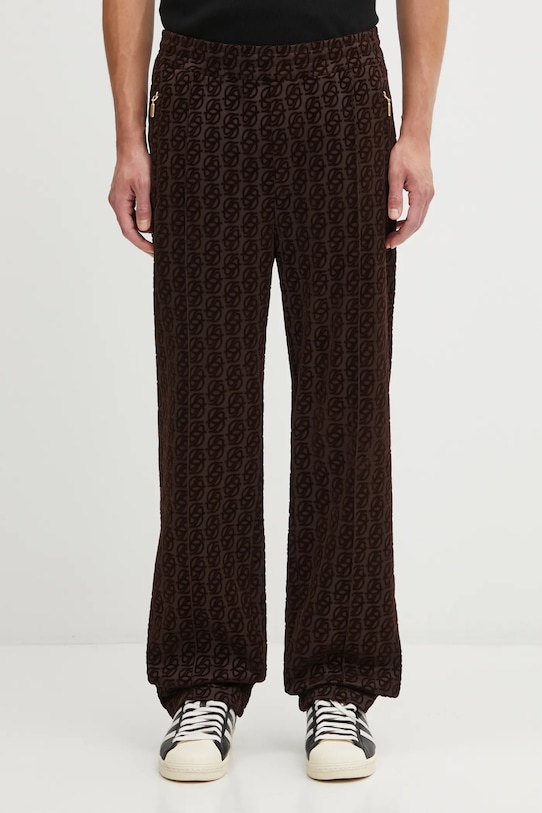 Kalhoty Drôle de Monsieur Le Pantalon SurvÍtement Monogramme jednoduchý hnědá I.SP008.PL159
