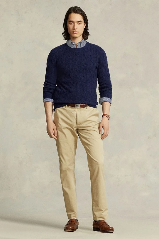 Polo Ralph Lauren spodnie z elastanem beżowy 710675544