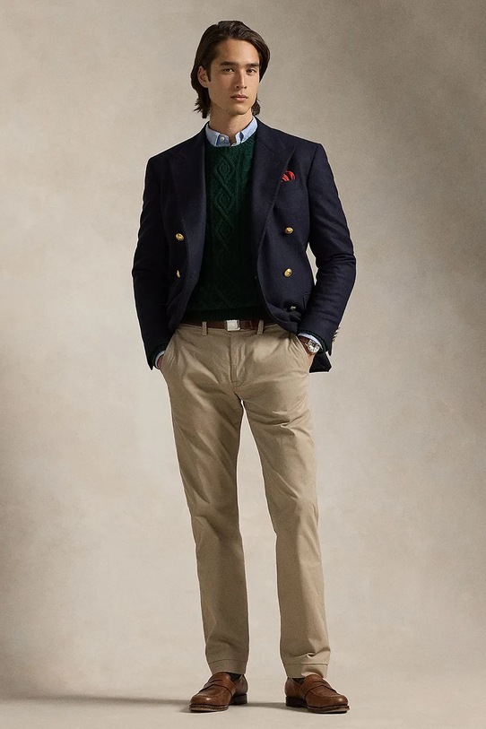 Polo Ralph Lauren spodnie z elastanem beżowy 710687424