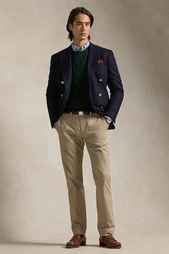 Polo Ralph Lauren spodnie z elastanem beżowy 710687424