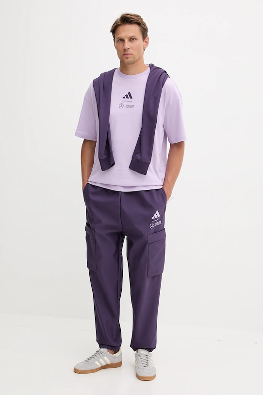 Nohavice adidas x Mercedes fialová JX8813
