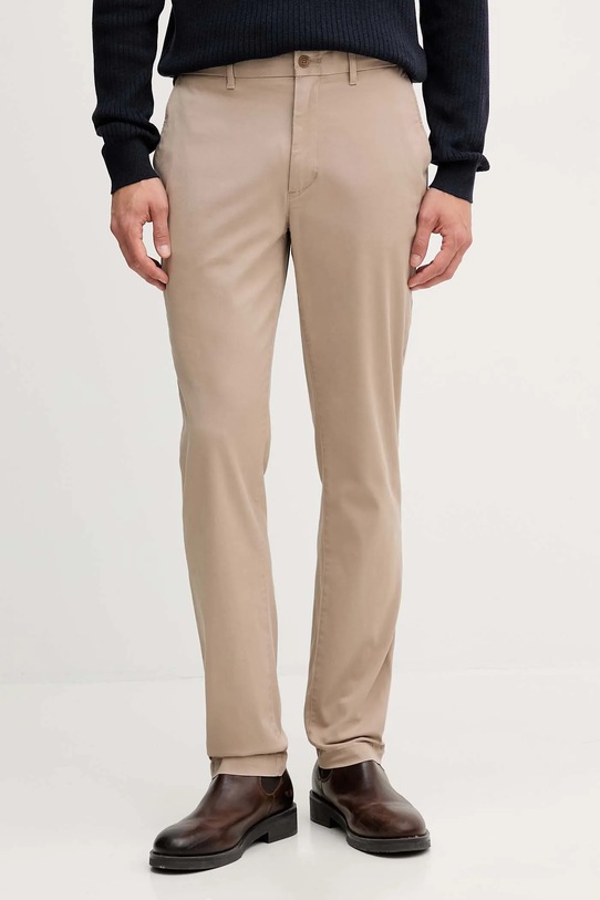 Tommy Hilfiger spodnie z elastanem beżowy MW0MW25964