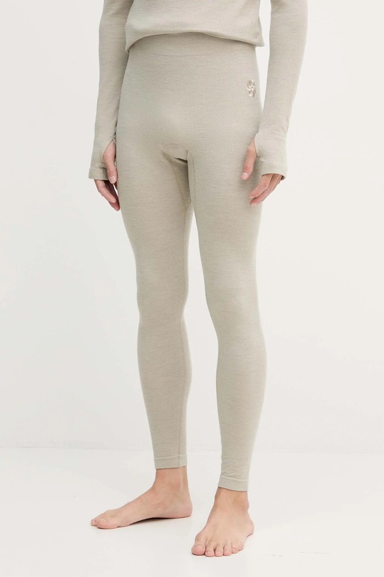BOSS legginsy z dodatkiem wełny z elastanem zielony 50544376