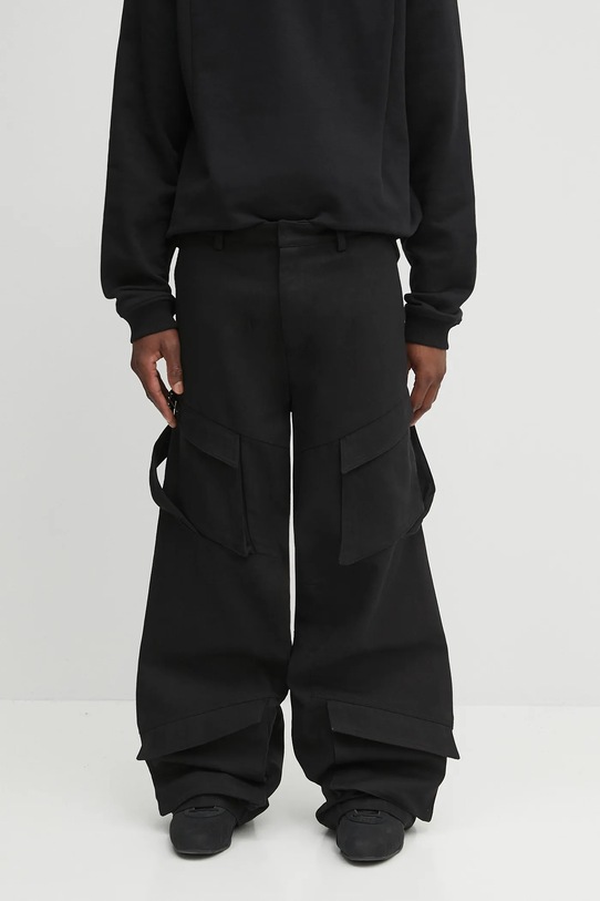 Heliot Emil pantaloni in cotone tessuto nero PREAW25.M.10.160.BLK01.