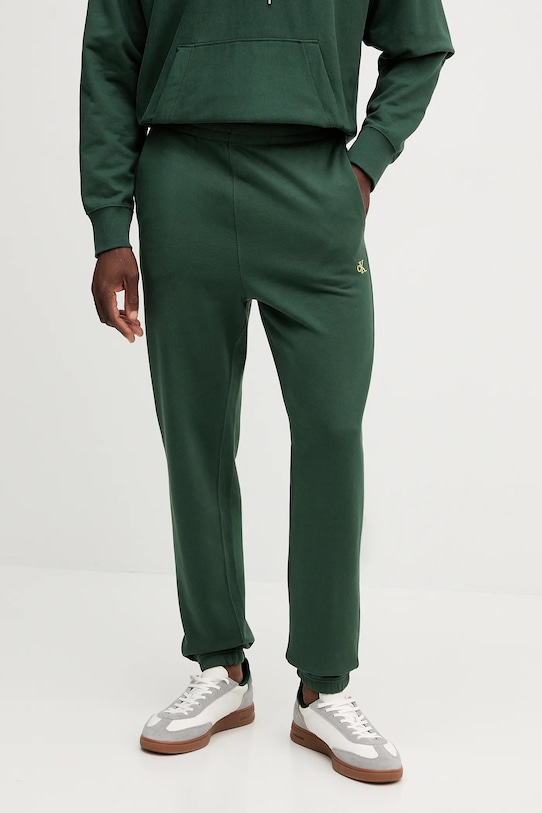Βαμβακερό παντελόνι Calvin Klein Jeans βαμβάκι πράσινο LV04RD241G