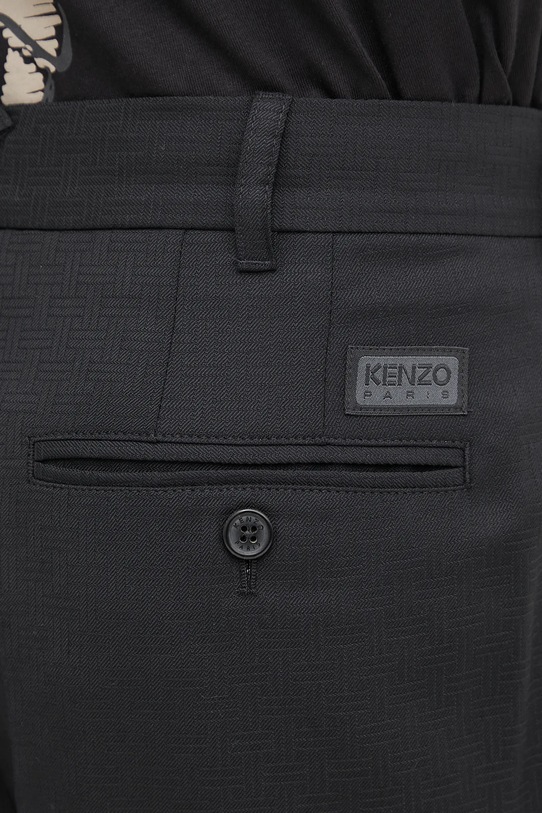 Вовняні штани Kenzo Weave Pleated Tailored чорний FF65PA2149ID