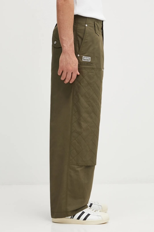Kenzo spodnie bawełniane Weave Double Knee Pant zielony FF65PA2469HD