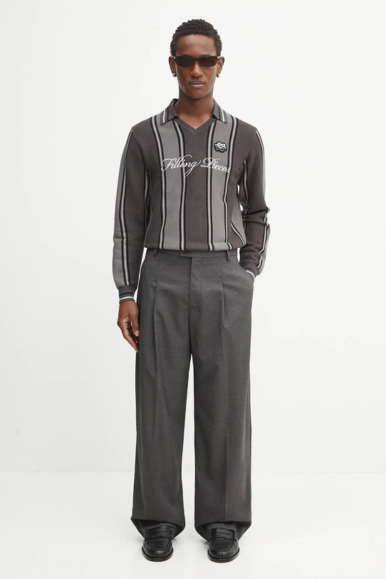 Kenzo spodnie wełniane Weave Straight Tailored FF65PA3689ID szary