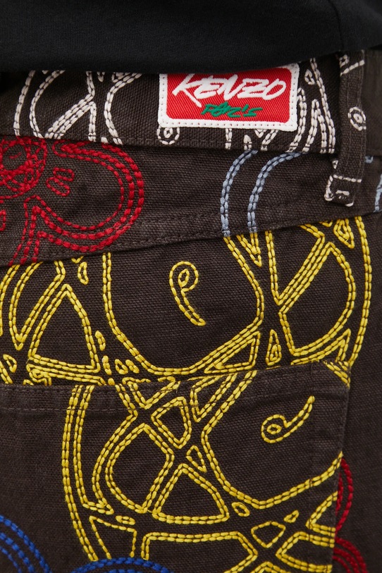 Bavlněné kalhoty Kenzo Futura Turn Up Wide Fit hnědá FF65PA3839G2