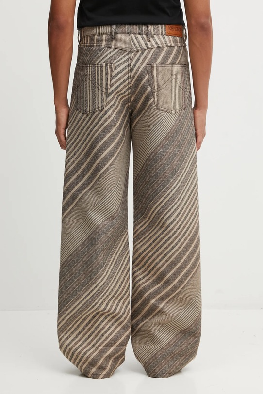 Odzież Kenzo spodnie z dodatkiem wełny Diagonal Stripe Turn Up Wide Fit FF65PA3839IO beżowy