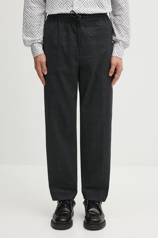 Kenzo spodnie Weave Cargo Jogpant tkanina czarny FF65PA5019JF