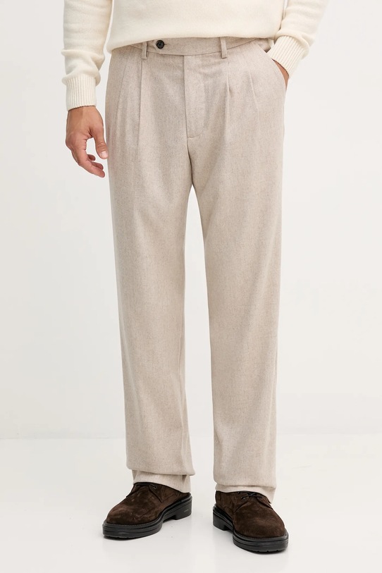 Tommy Hilfiger spodnie z dodatkiem wełny tkanina beżowy MW0MW41341